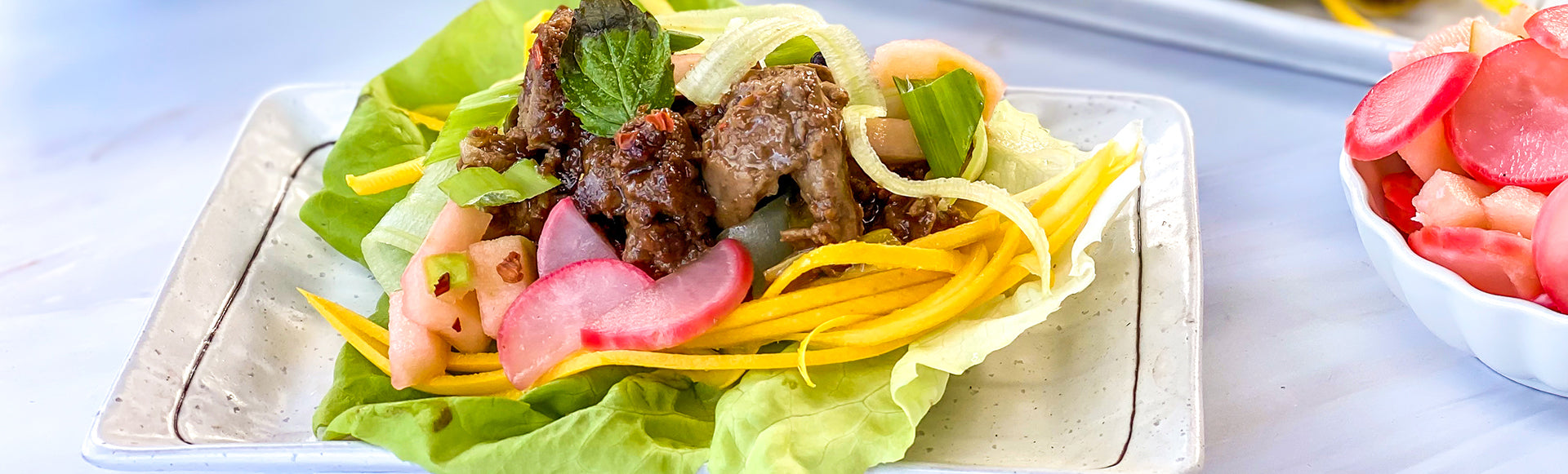 Teriyaki Beef Lettuce Wrap with Pickled Apple and Radish Relish
&ndash; Kevin's Natural Foods