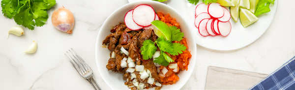 Beef Chile Rojo Bowl with Spanish Cauli Rice
