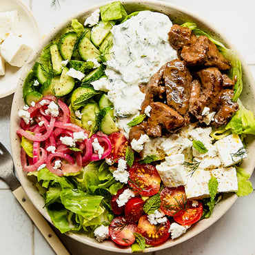 Greek Peppercorn Steak Tips Bowl