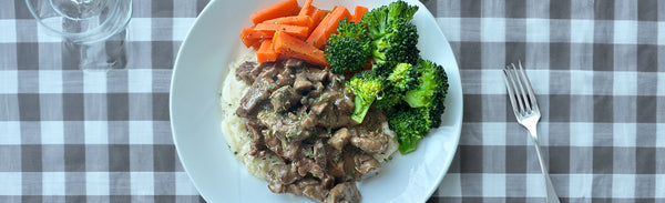 Top Sirloin Beef with Creamy Mushroom Sauce and Veggies