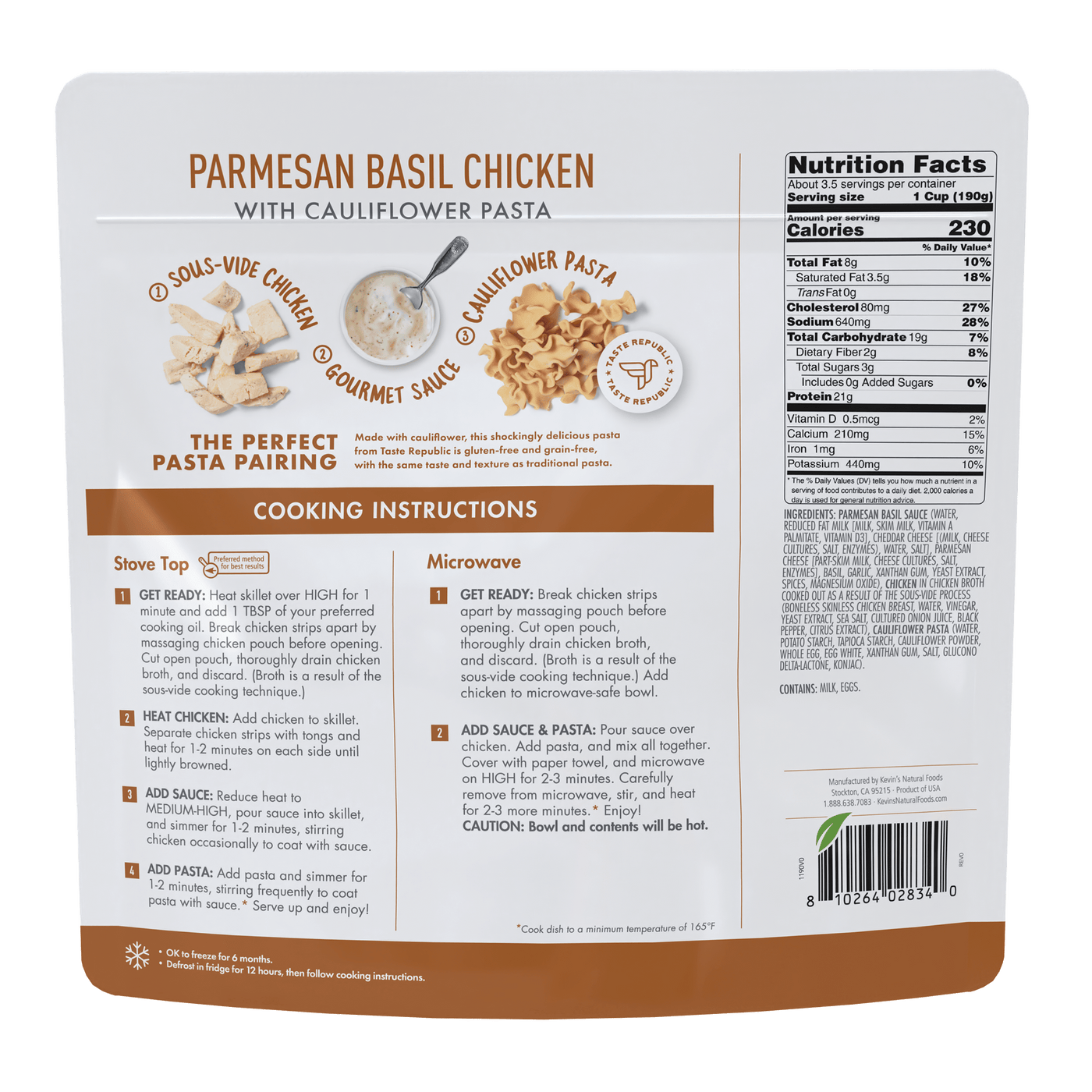 Parmesan Basil Chicken with Cauliflower Pasta