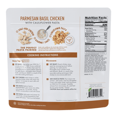 Parmesan Basil Chicken with Cauliflower Pasta