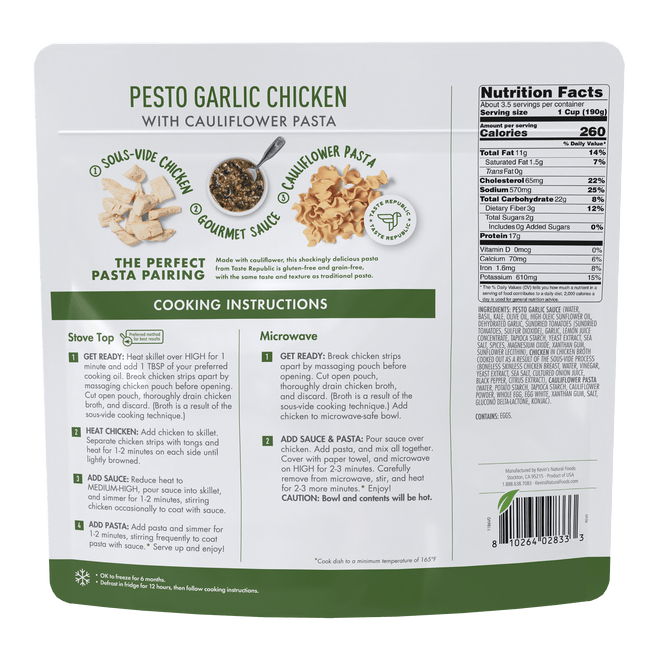 Pesto Garlic Chicken with Cauliflower Pasta – Kevin's Natural Foods