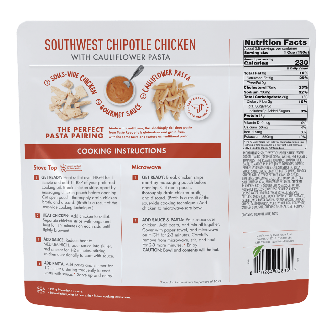 Southwest Chipotle Chicken with Cauliflower Pasta
